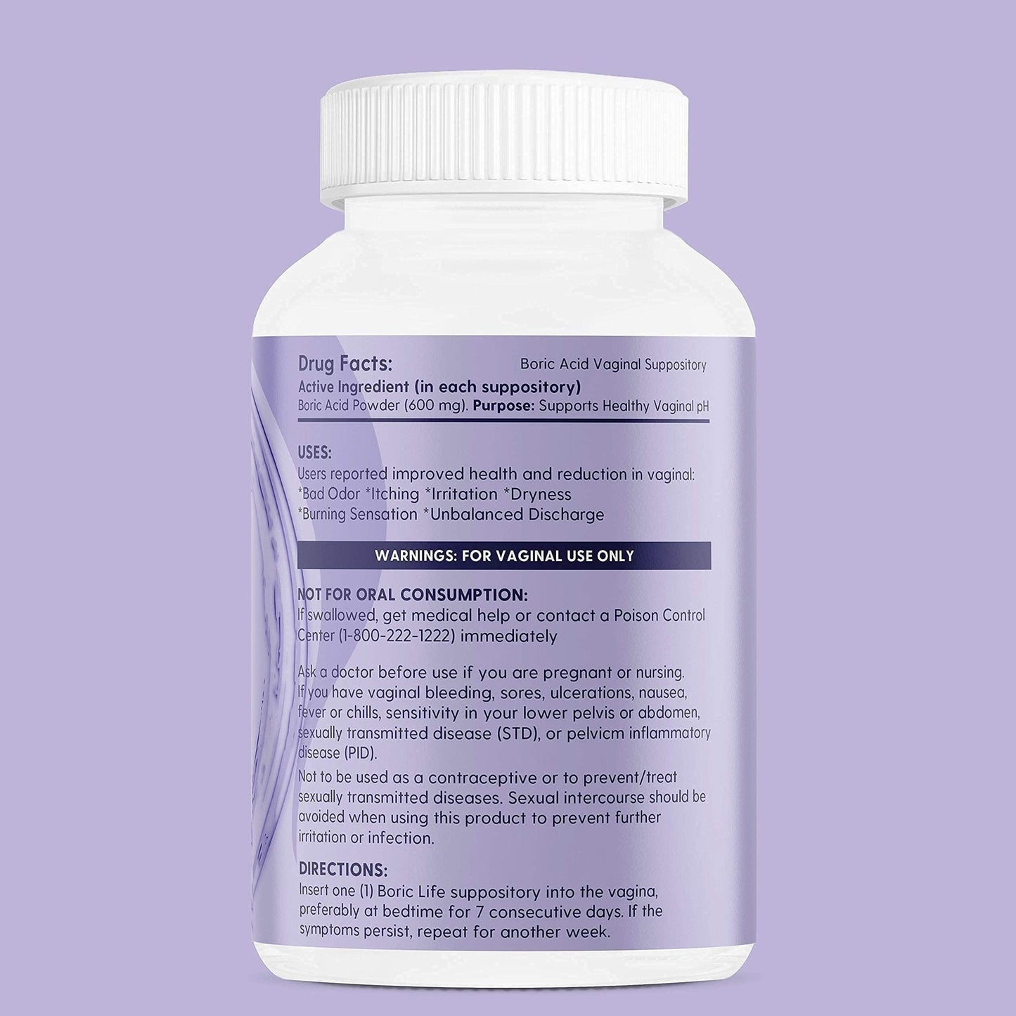 Peachlife Boric Acid Suppositories in Vegetable Capsules - USA Made - Vaginal pH - Maple Wellness Supplements