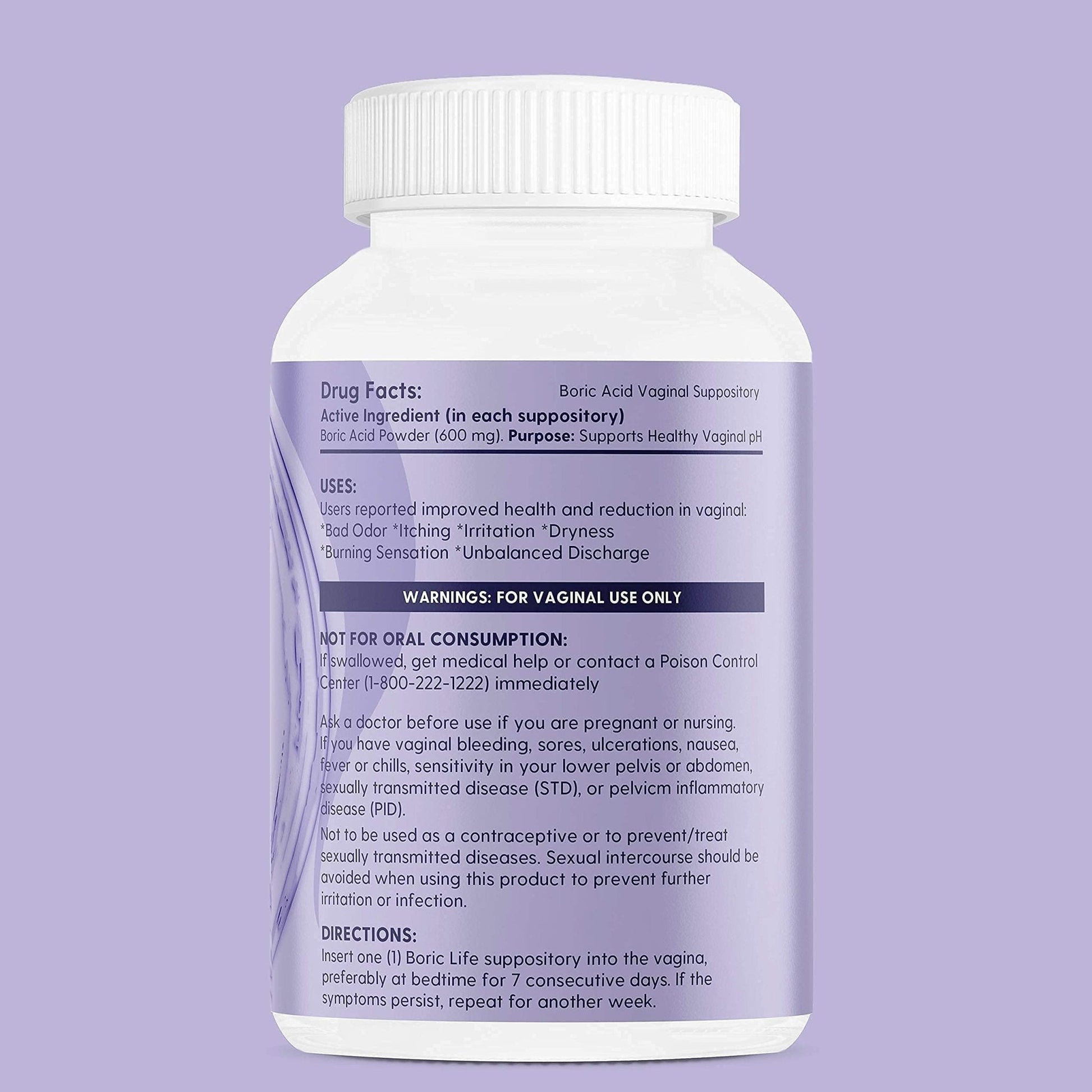 Peachlife Boric Acid Suppositories in Vegetable Capsules - USA Made - Vaginal pH - Maple Wellness Supplements