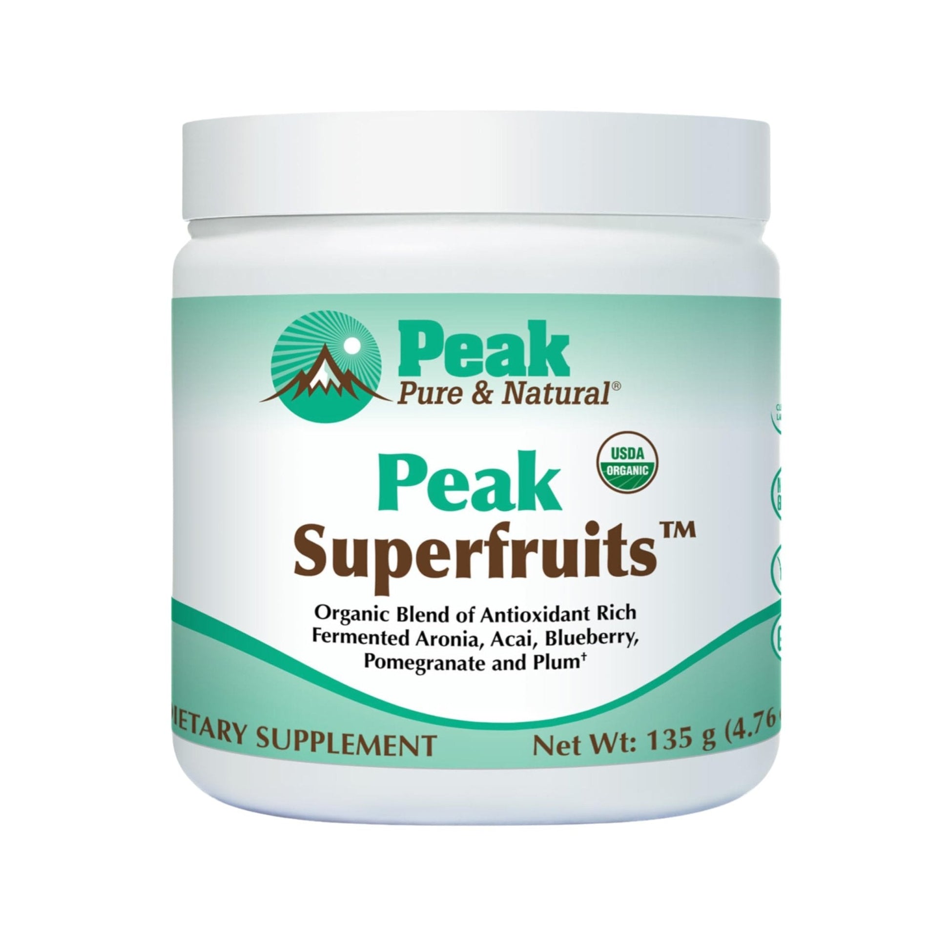 Peak Organic Superfruits - Polyphenol Rich Superfood Powder - Non-GMO Fermented Aronia Berry, Acai, Blueberry, Pomegranate, and Plum - Aging, Metabolic Health, Heart Health (30 Servings) - Maple Wellness Supplements