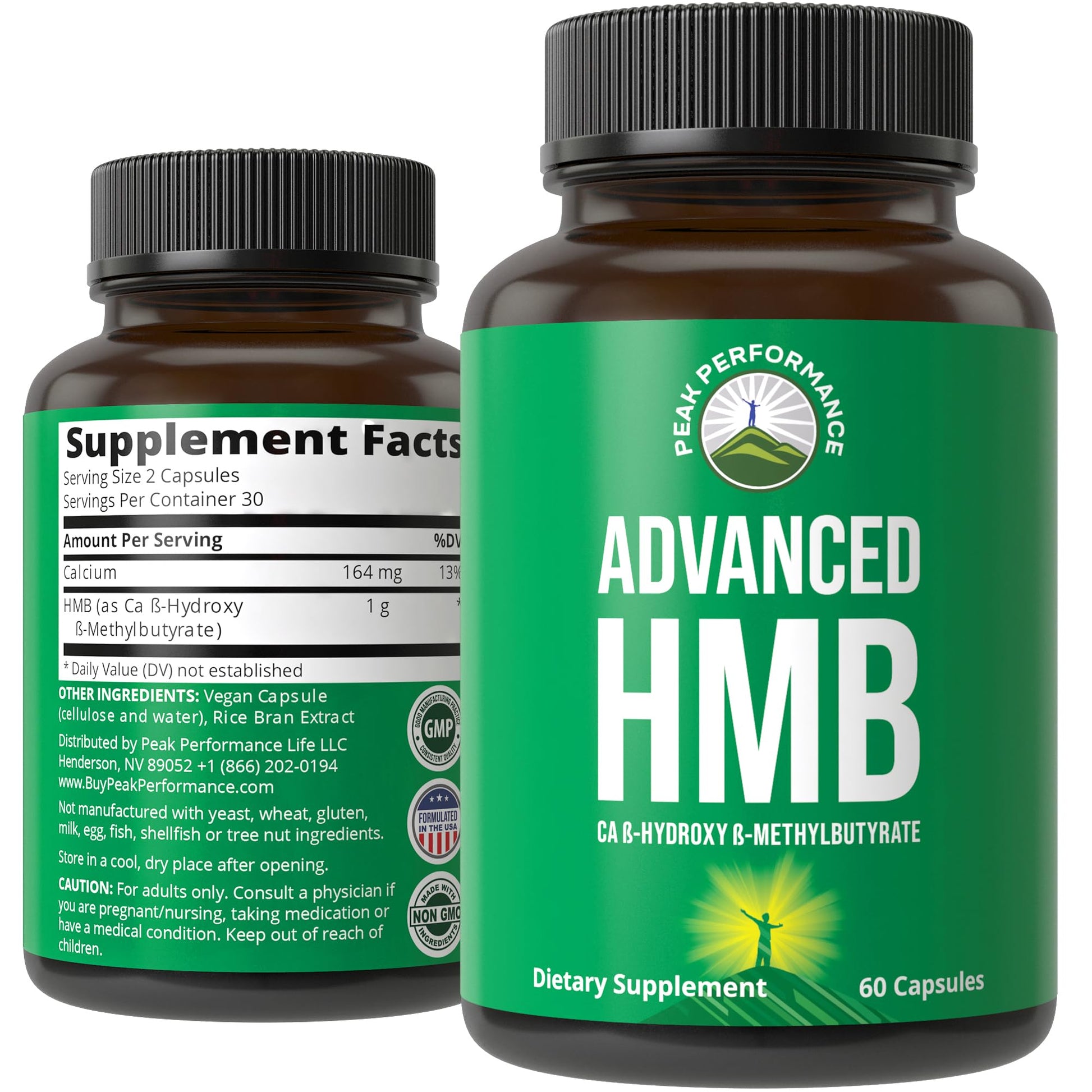 Peak Performance Advanced HMB Supplement for Men & Women. Calcium Beta Hydroxy Beta-Methylbutyrate Capsules. Supplements for Strength, Recovery, & Lean Muscle. 1000mg of Pure HMB Per Serving - Maple Wellness Supplements