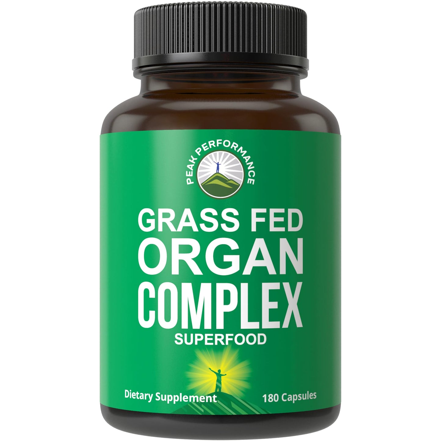 Peak Performance Grass Fed Beef Organ Complex from New Zealand (180 Capsules) Desiccated Organs Superfood Pills. GrassFed Beef Liver Capsules with Heart, Kidney, Pancreas, Spleen. Supplement - Maple Wellness Supplements