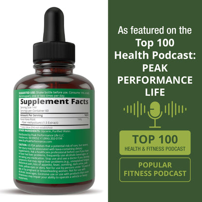 Peak Performance Kava Kava Root Extract Calming Liquid Drops More Concentrated - 1:3 Extraction Ratio. Vegan Supplement Aid for Relaxation, Natural Sleep. Sugar Free Gluten Free USA Tested Tincture - Maple Wellness Supplements