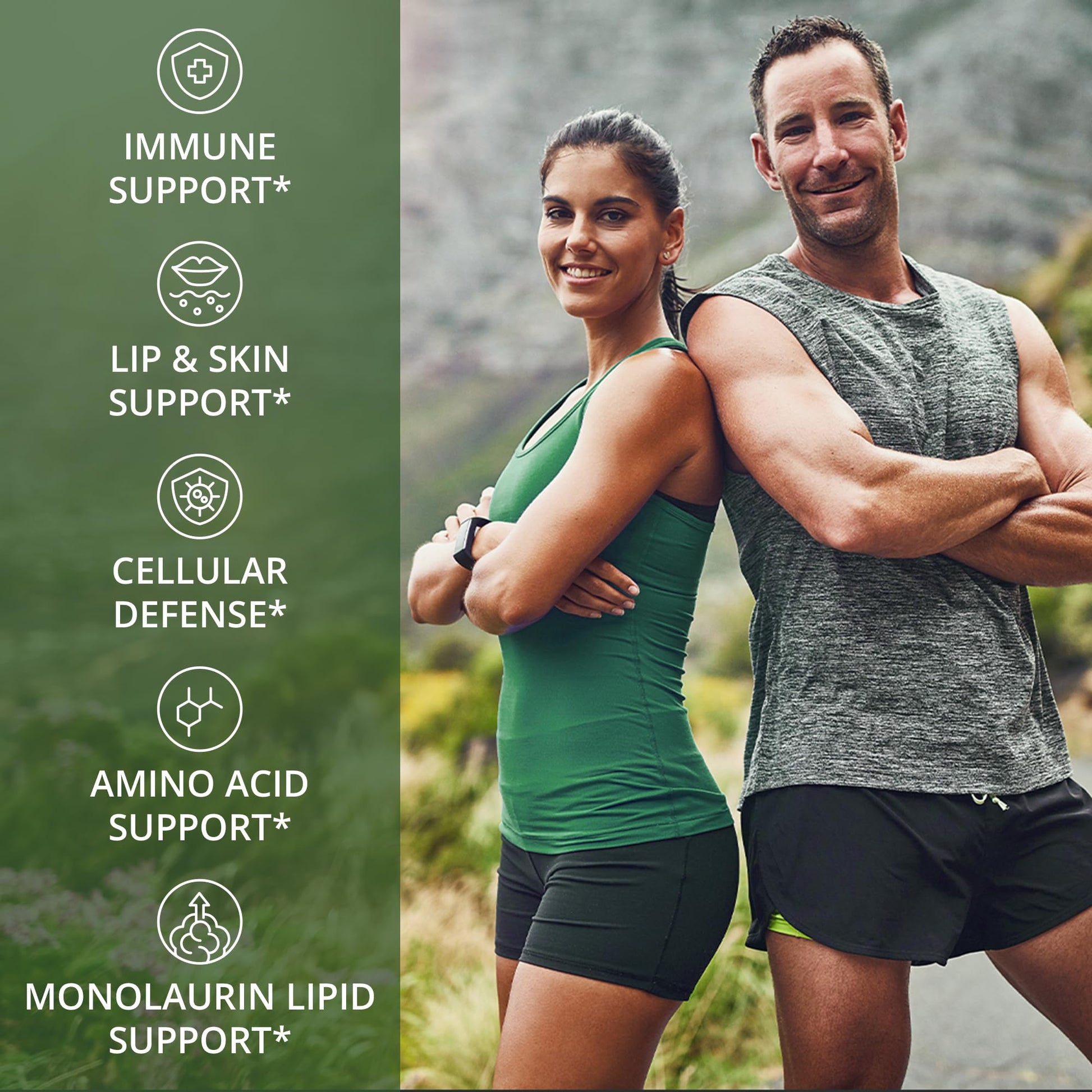 Peak Performance L Lysine 1000mg + Monolaurin 500mg High Potency Supplement for Lips, Skin, & Immune Support - L-Lysine 2-in-1 Bioavailable Supplements - Maple Wellness Supplements