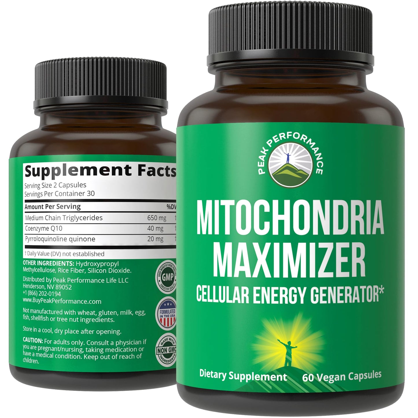 Peak Performance Mitochondria Maximizer with CoQ10 and Active PQQ. Best Mitochondrial Support Supplement with MCT Oil. Natural Cellular Generator for Clean, Energy Support. 60 Vegetarian Capsules - Maple Wellness Supplements
