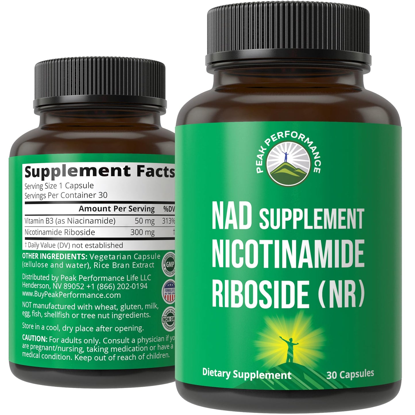 Peak Performance Nicotinamide Riboside NR Supplement Capsule. NMN Alternative NAD Supplement + Niacinamide for NAD+ Levels As We Age. 3rd Party Tested, Non-GMO, Vegan NR Vitamin for Women and Men - Maple Wellness Supplements