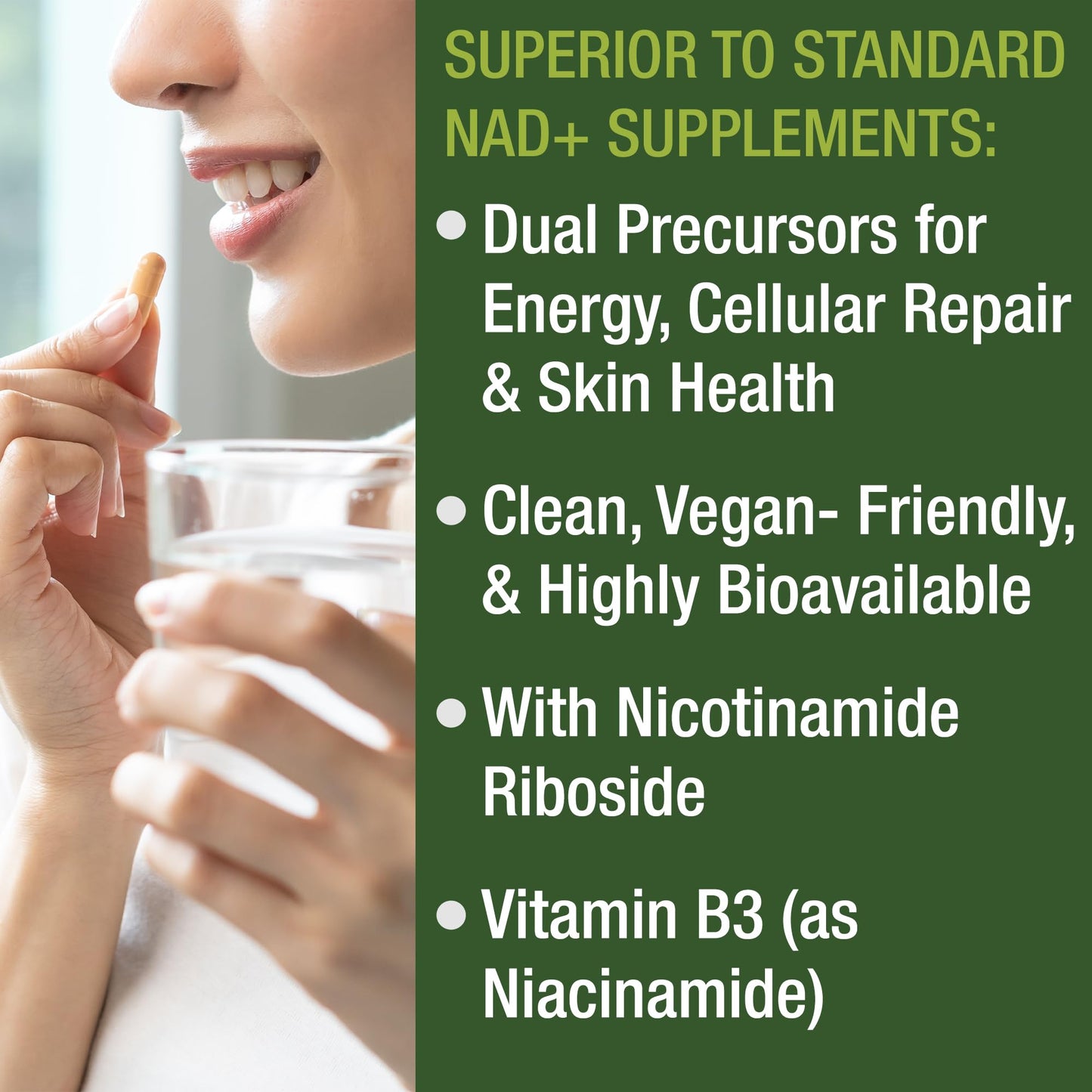 Peak Performance Nicotinamide Riboside NR Supplement Capsule. NMN Alternative NAD Supplement + Niacinamide for NAD+ Levels As We Age. 3rd Party Tested, Non-GMO, Vegan NR Vitamin for Women and Men - Maple Wellness Supplements