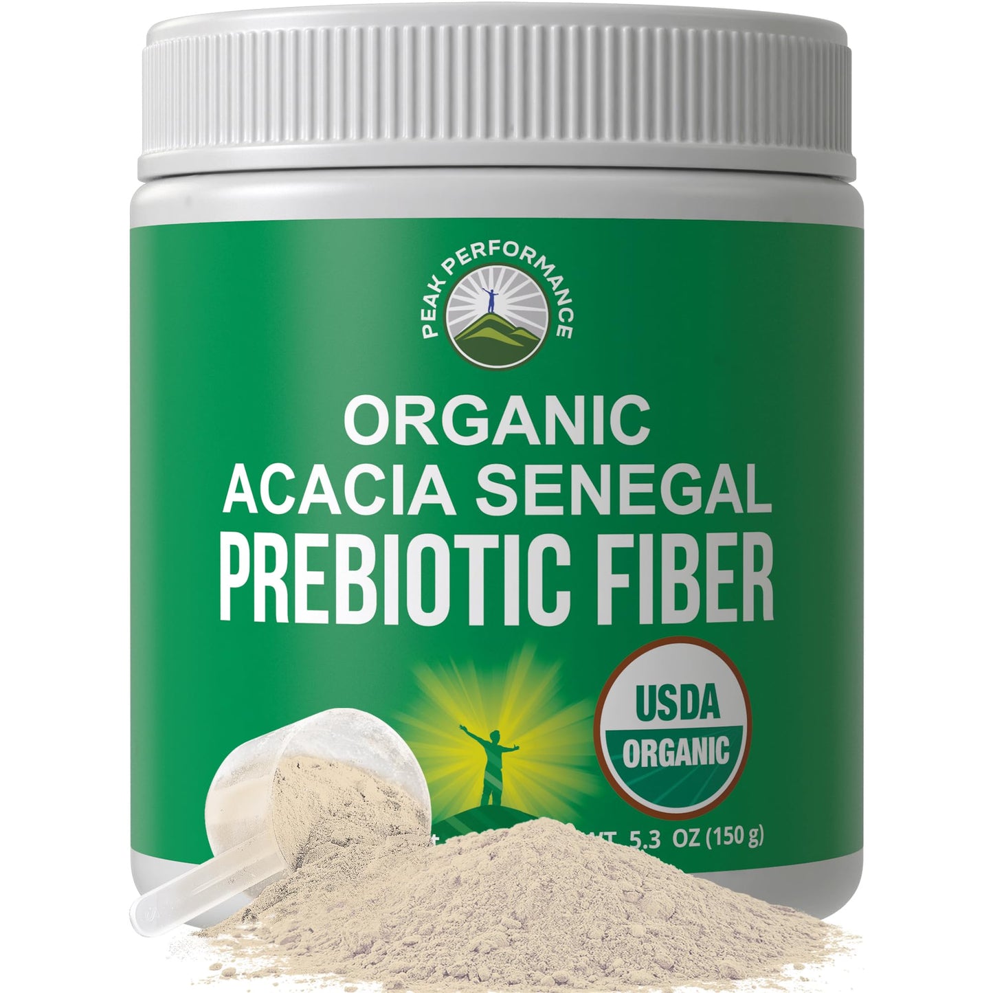 Peak Performance Organic Acacia Senegal Prebiotic Fiber Powder. Unflavored USDA Organic Plant Based Soluble Vegan Prebiotics Gut Health Supplement with Digestive Enzymes - Maple Wellness Supplements