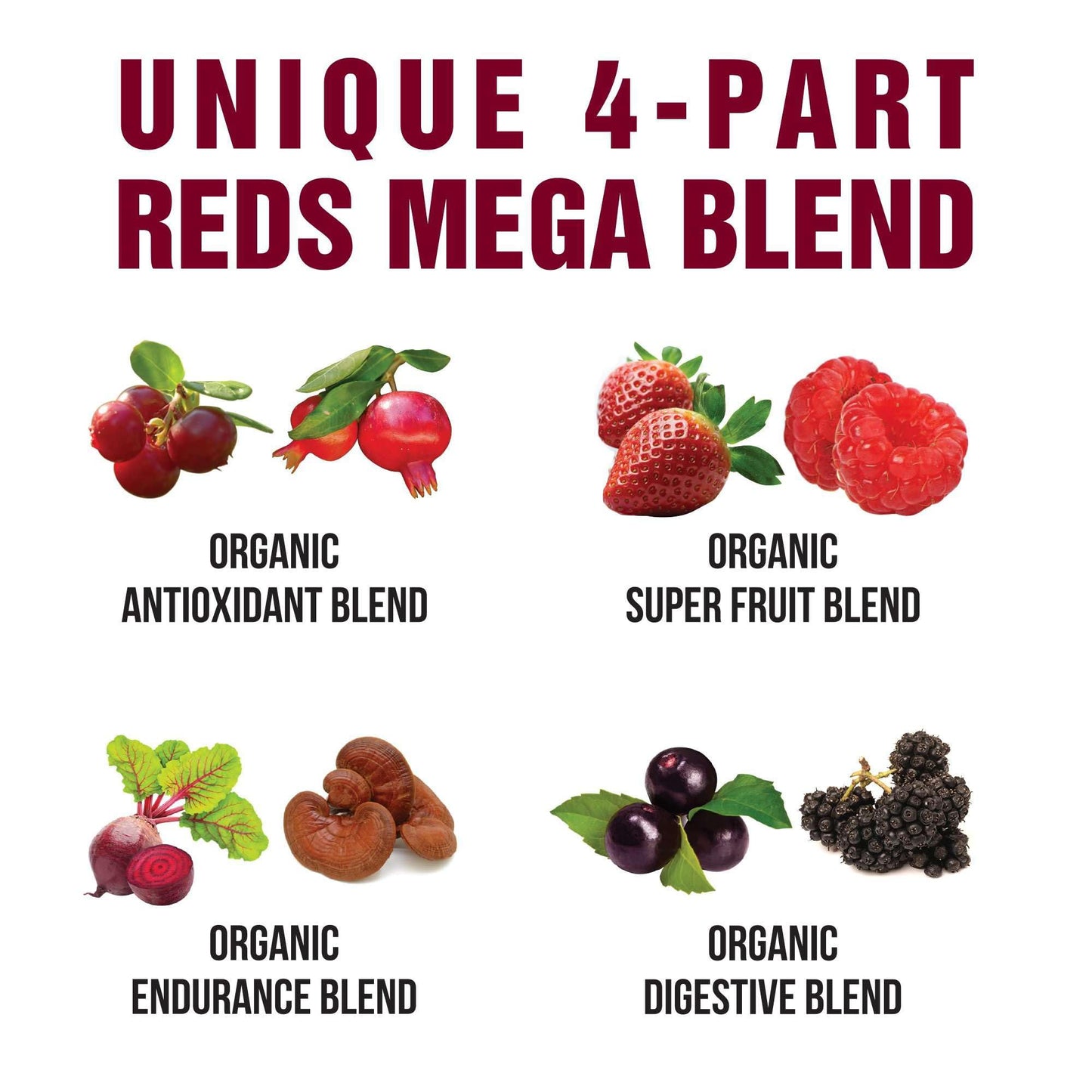 Peak Performance Organic Reds Superfood Powder, Best Tasting Organic Red Juice Super Food w/ 25+ All Natural Ingredients & Polyphenols, Vital for Max Energy and Detox. Raspberry, Elderberry, Beetroot - Maple Wellness Supplements