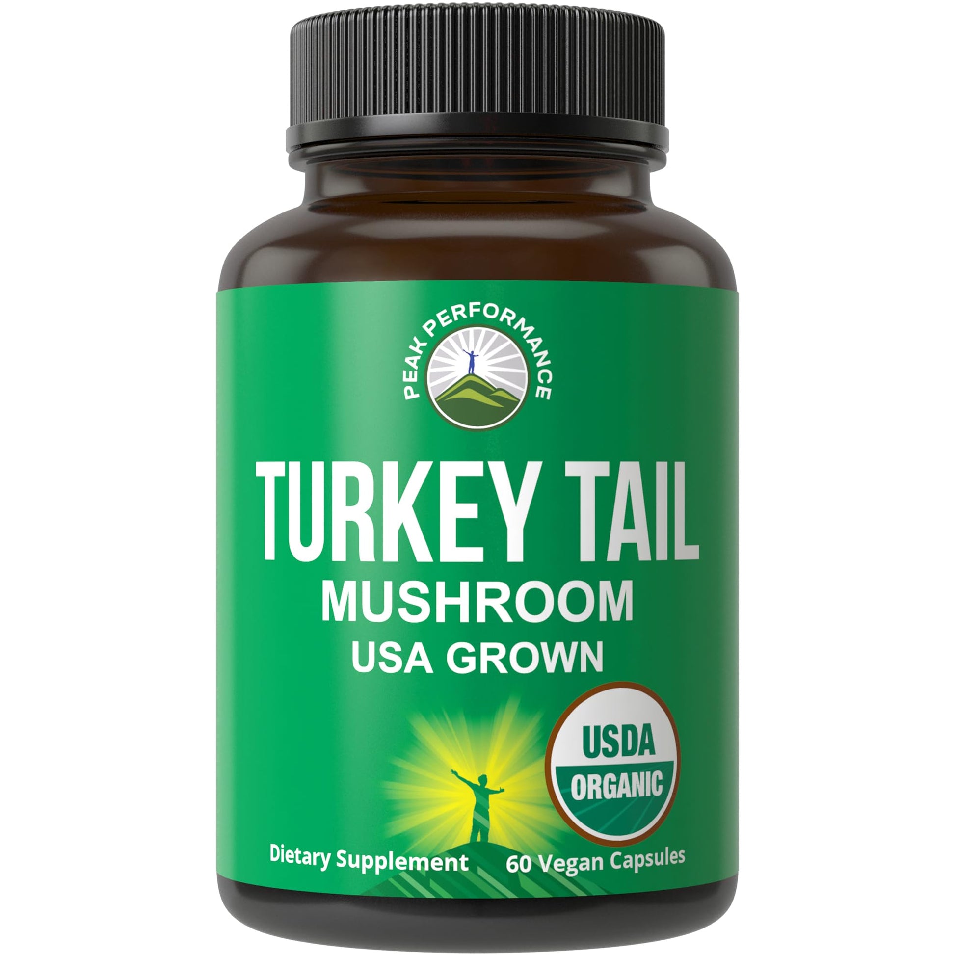 Peak Performance Organic Turkey Tail Capsules - USA Grown Made with Real Turkey Tail Mushroom. Immune System Support Naturally Harvested Mushroom Supplements for Immunity. Vegan Supplement Extract - Maple Wellness Supplements