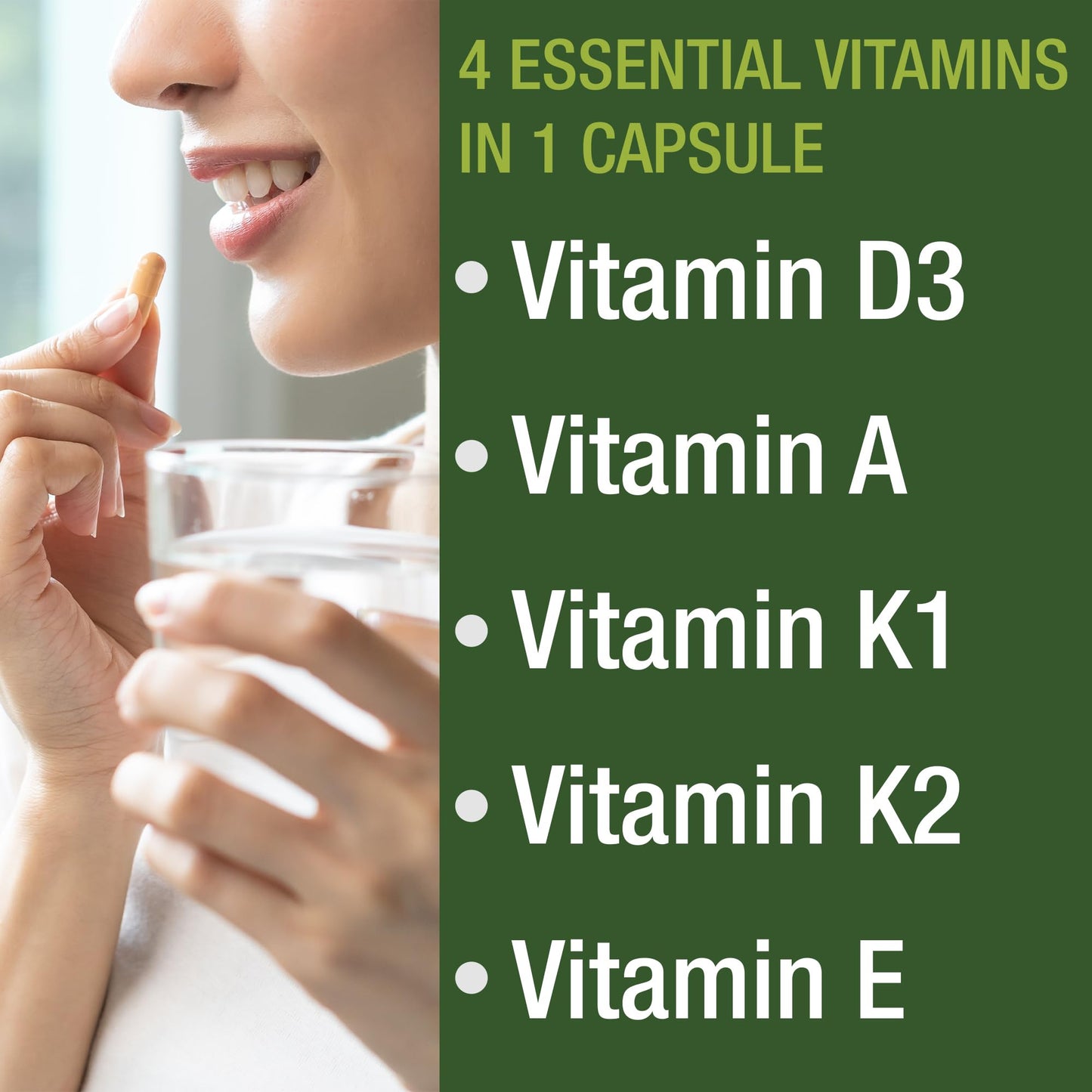 Peak Performance Vitamins D 5,000 iu + A + K + E All in 1 Easy to Swallow Vegan Capsule. ADK Vitamin Supplement with E D3 K2. Essential Vitamins for Mood - Maple Wellness Supplements
