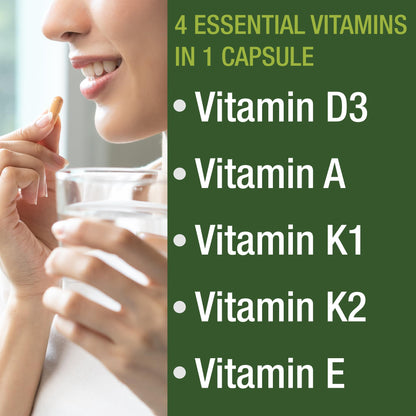 Peak Performance Vitamins D 5,000 iu + A + K + E All in 1 Easy to Swallow Vegan Capsule. ADK Vitamin Supplement with E D3 K2. Essential Vitamins for Mood - Maple Wellness Supplements