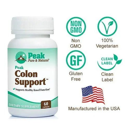 Peak Pure & Natural Colon Support - Colon Cleanse and Detox Supplement for Digestive Health - Gut Health Support with Inulin and Senna Leaf Extracts - with Fiber, Prebiotics, and Probiotics - 1 Pack - Maple Wellness Supplements