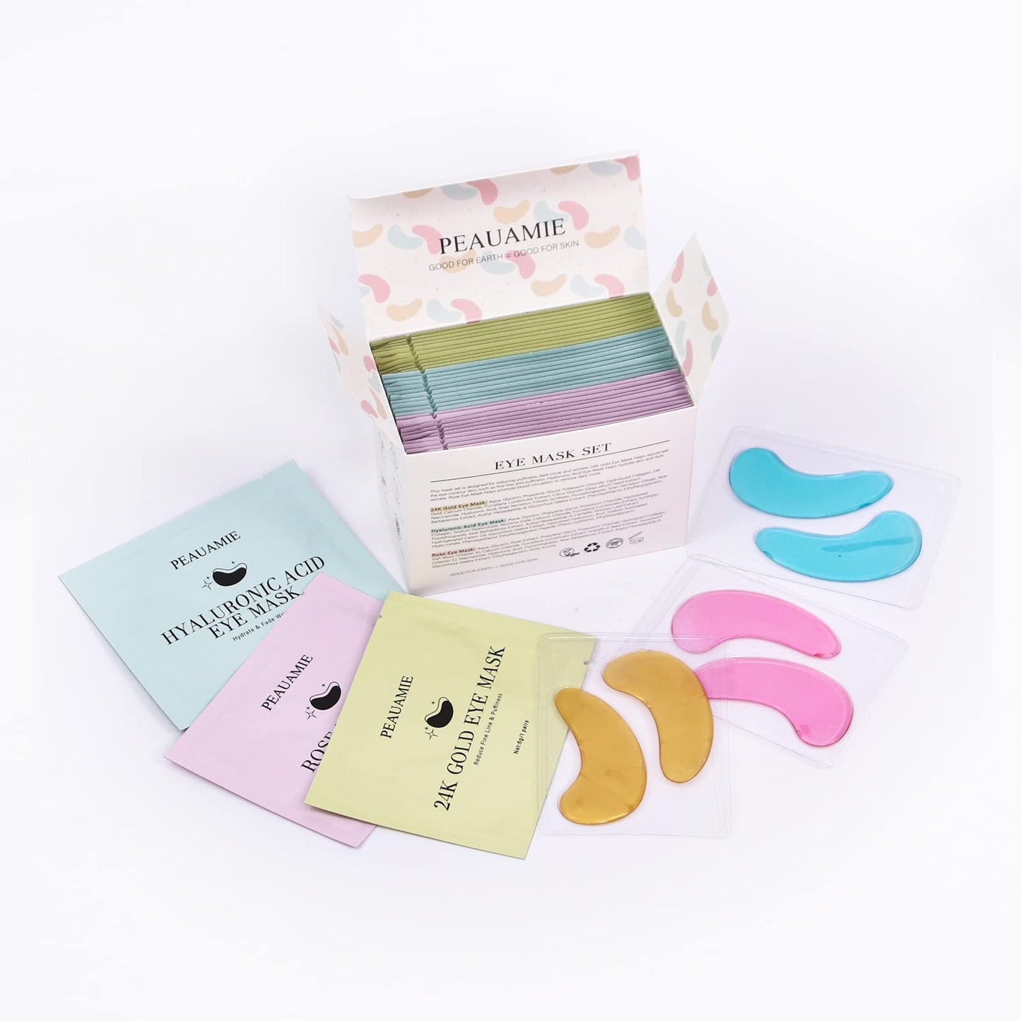 PEAUAMIE Under Eye Patches Gold and Hyaluronic Acid for puffy eyes,Rose Eye Masks - Maple Wellness Supplements