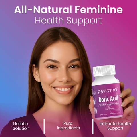 Pelvana Boric Acid Suppositories for Women 30 + 7 Applicators + 50 pH Test Strips, Total of 87 Piece Kit for Vaginal Odor - Third-Party Verified & Bottled in The USA - Feminine Health Odor Solution - Maple Wellness Supplements