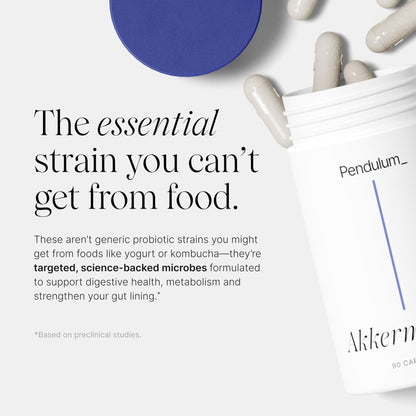 Pendulum Akkermansia Probiotic with Prebiotic Fiber - Delayed Release Capsules, Third-Party Tested, Authentic 100M AFU Live Strain for Gut Health - Maple Wellness Supplements