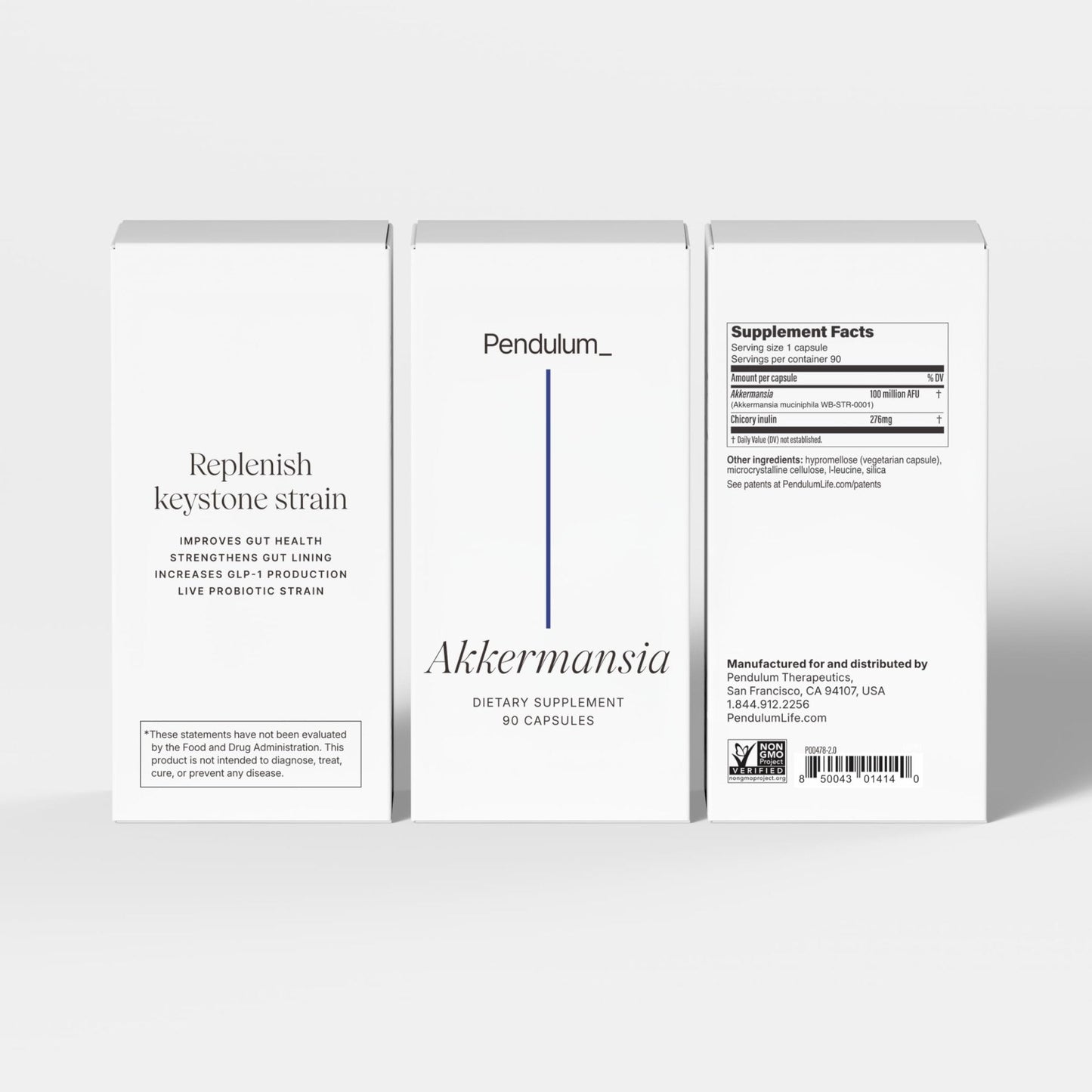 Pendulum Akkermansia Probiotic with Prebiotic Fiber - Delayed Release Capsules, Third-Party Tested, Authentic 100M AFU Live Strain for Gut Health - Maple Wellness Supplements