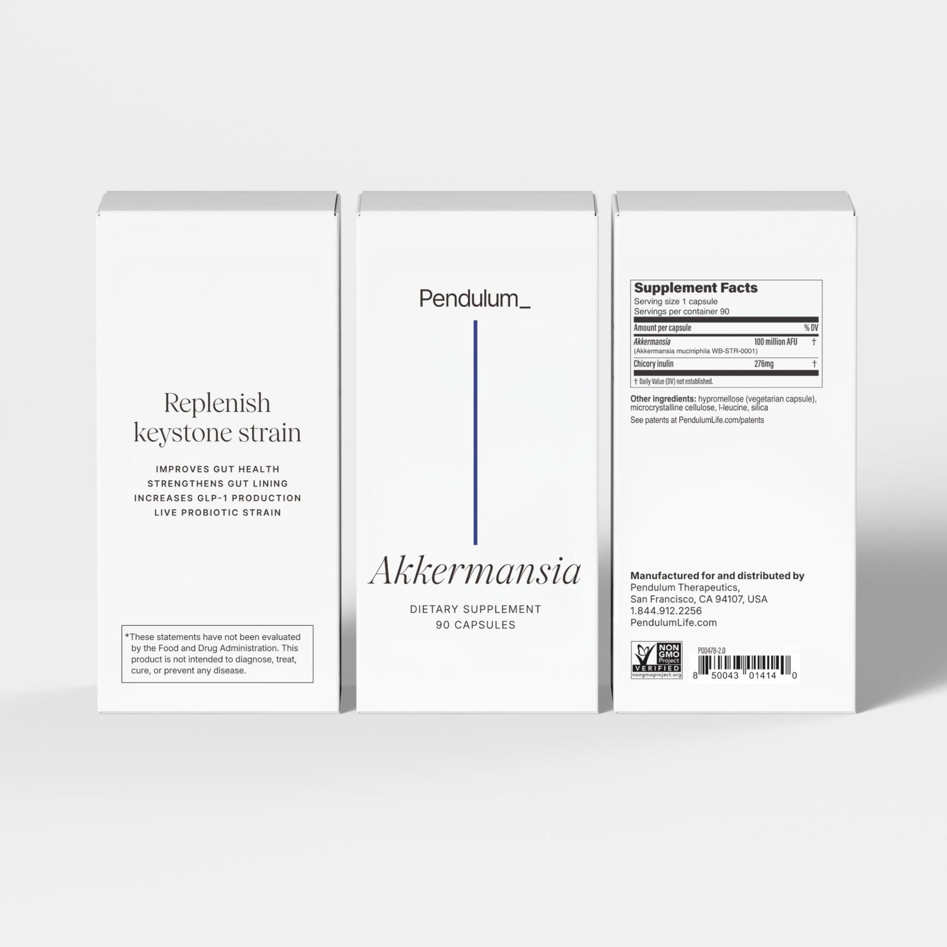 Pendulum Akkermansia Probiotic with Prebiotic Fiber - Delayed Release Capsules, Third-Party Tested, Authentic 100M AFU Live Strain for Gut Health - Maple Wellness Supplements