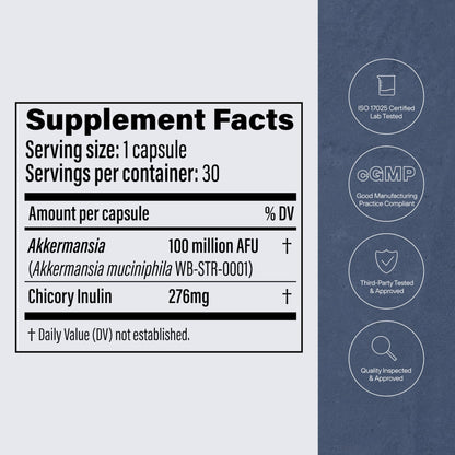 Pendulum Akkermansia Probiotic with Prebiotic Fiber - Delayed Release Capsules, Third-Party Tested, Authentic 100M AFU Live Strain for Gut Health - Maple Wellness Supplements