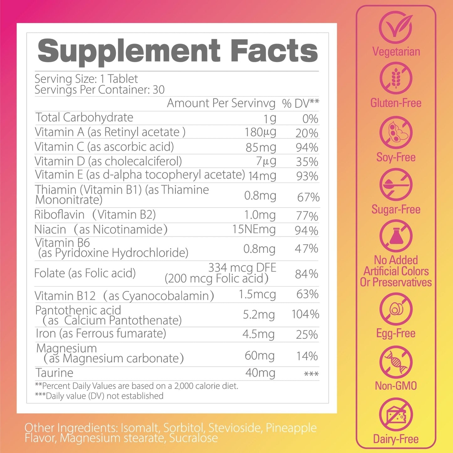 Pentavite She Charge Multivitamin for Women, Pineapple Tropical Chew, Daily Vitamin Supplements with Folate, Support Energy, Calm & Focus, Skin Defense and Cycle - Maple Wellness Supplements
