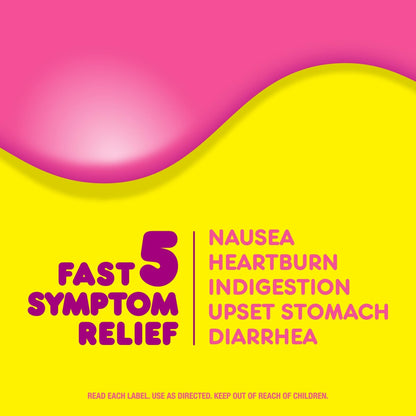 Pepto Bismol Liquid, Upset Stomach Relief, Nausea Relief, Heartburn Relief, Indigestion Relief, Anti Diarrhea Medication for Adults - 5 Symptom Fast Relief, 2x12 oz - Maple Wellness Supplements