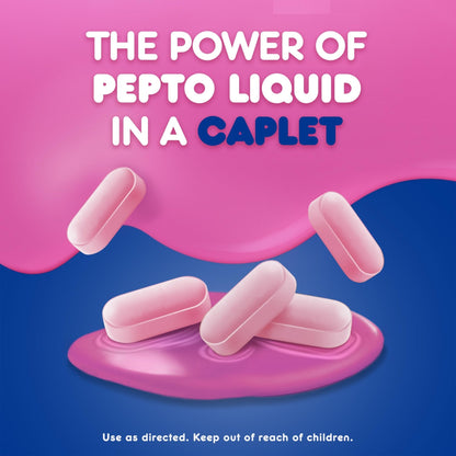 Pepto Bismol ULTRA Caplets, Upset Stomach Relief, Nausea Relief, Heartburn Relief, Indigestion Relief, Anti Diarrhea Medication for Adults - 5 Symptom Relief, 24 ct - Maple Wellness Supplements