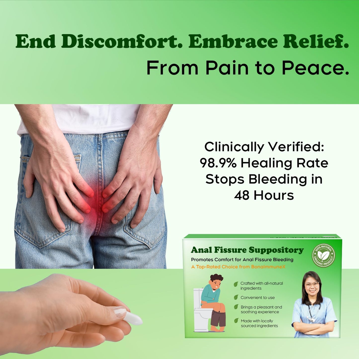 Peralpow Anal Fissure Suppositories | Expert-Formulation for Rectal Bleeding Associated with Hemorrhoids, Anus Fissures, Diarrhea & Constipation | Curcuminoids & Turmeric Extract | 16 Inserts - Maple Wellness Supplements