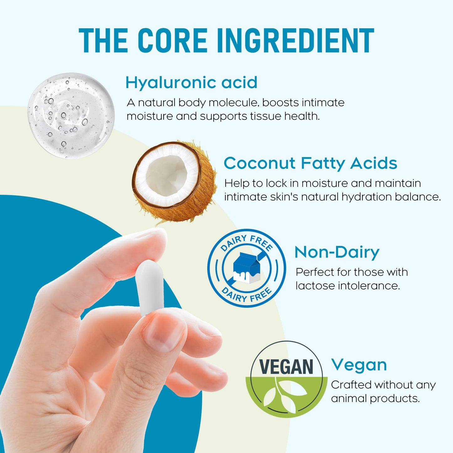 Peralpow Hyaluronic Acid Vaginal Suppositories 10 mg for Women | Vaginal Moisturizer for Dryness, Itching & Irritation | Menopause & Intimate Care with Coconut Fatty Acids | Estrogen Free, 12 Count - Maple Wellness Supplements