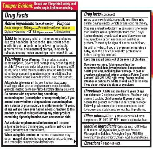 Percogesic Aspirin Free Pain Relief Tablets, Extra Strength, Acetaminophen and Diphenhydramine, 40 ct (Pack of 1) - Maple Wellness Supplements