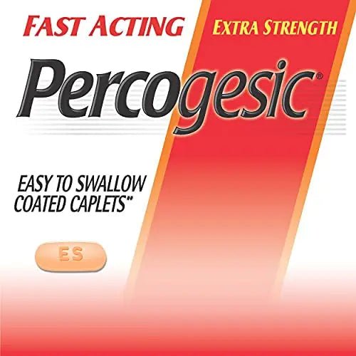 Percogesic Extra Strength Acetaminophen & Diphenhydramine Pain Relief, Fast-Acting Aspirin-Free Fever Reducer & Antihistamine, 60 Count - Maple Wellness Supplements