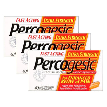 Percogesic Extra Strength Pain Relief | Aspirin Free Dual Action Relief | 40 Coated Caplets (3 Pack) - Maple Wellness Supplements