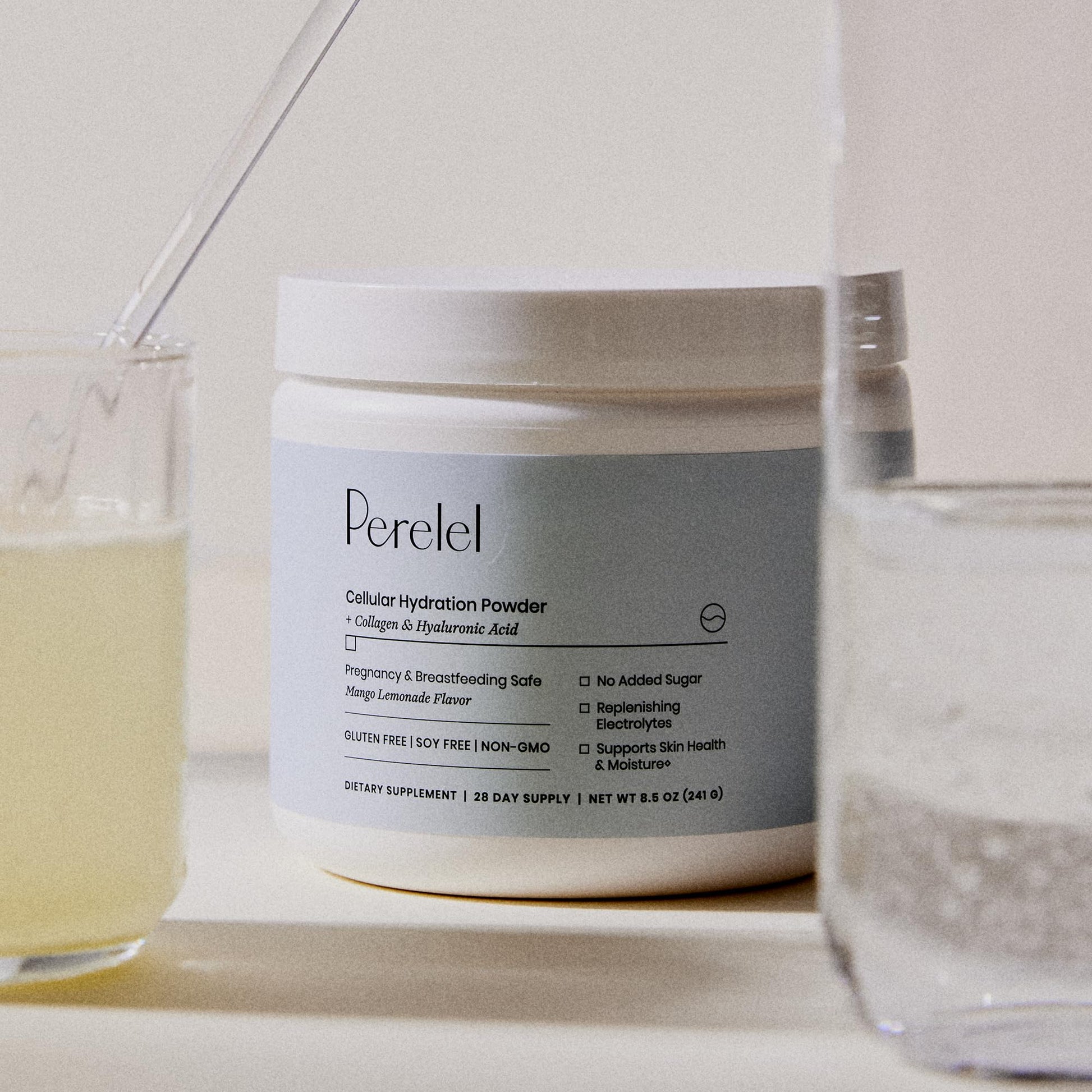 Perelel Hydration Powder, Electrolyte Supplement with Collagen & Hyaluronic Acid, Mango Lemonade Flavor, Soy & Gluten Free, Non GMO, No Added Sugar, 28 Servings - Maple Wellness Supplements