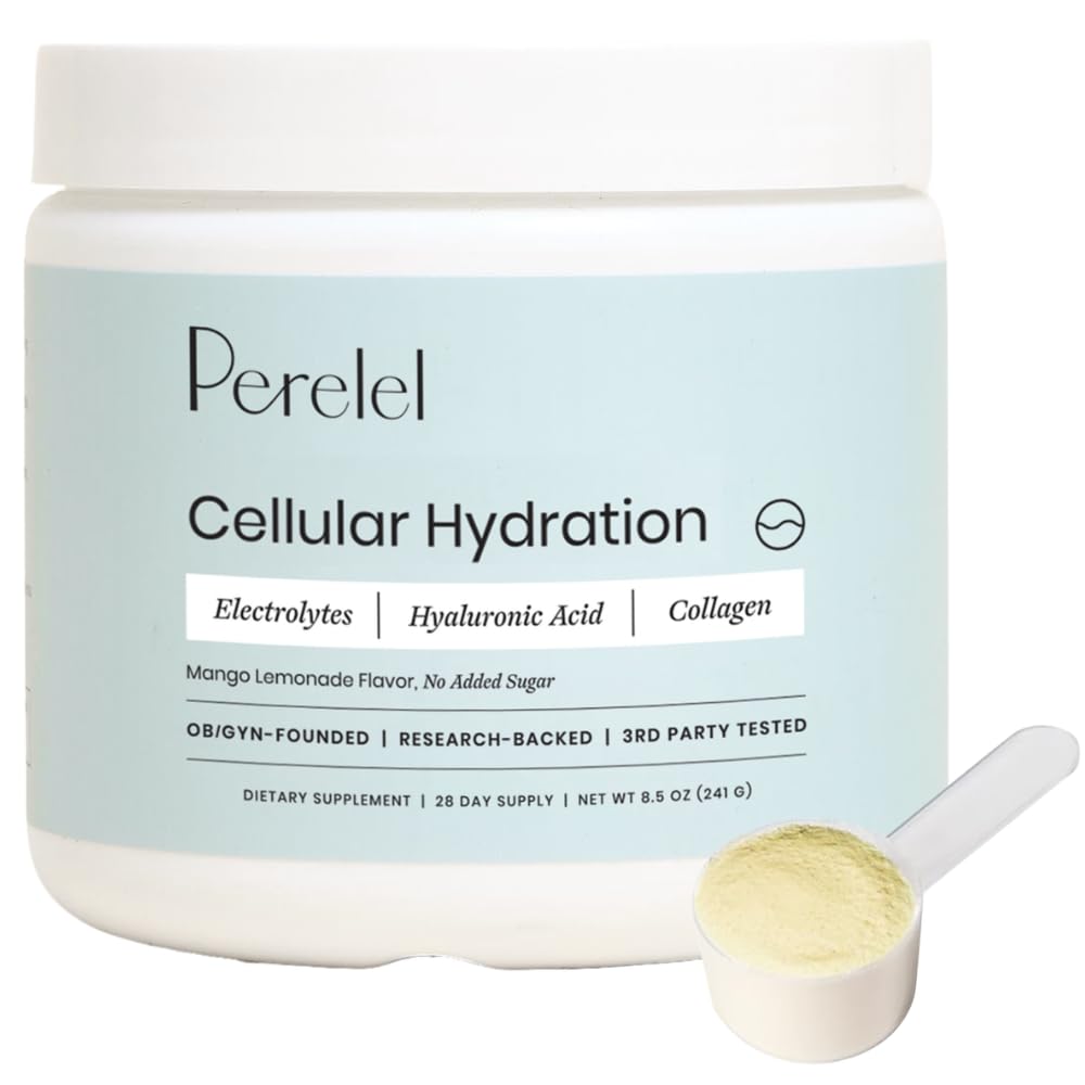 Perelel Hydration Powder, Electrolyte Supplement with Collagen & Hyaluronic Acid, Mango Lemonade Flavor, Soy & Gluten Free, Non GMO, No Added Sugar, 28 Servings - Maple Wellness Supplements