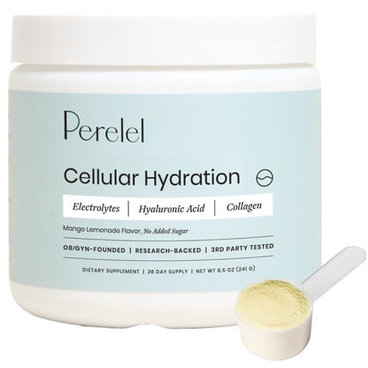 Perelel Hydration Powder, Electrolyte Supplement with Collagen & Hyaluronic Acid, Mango Lemonade Flavor, Soy & Gluten Free, Non GMO, No Added Sugar, 28 Servings - Maple Wellness Supplements