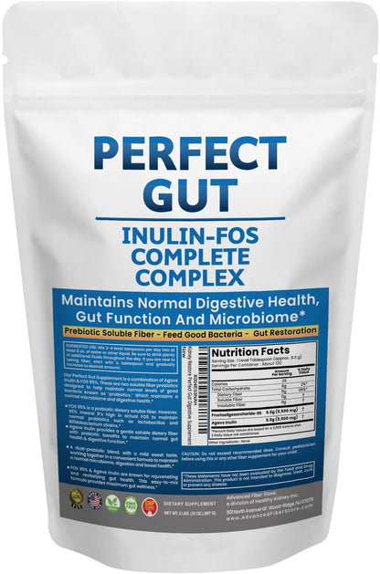 Perfect Gut: Inulin FOS Powder for Gut Health. Prebiotic Inulin. Unique Prebiotic 95% FOS Inulin Agave Fiber - Maple Wellness Supplements
