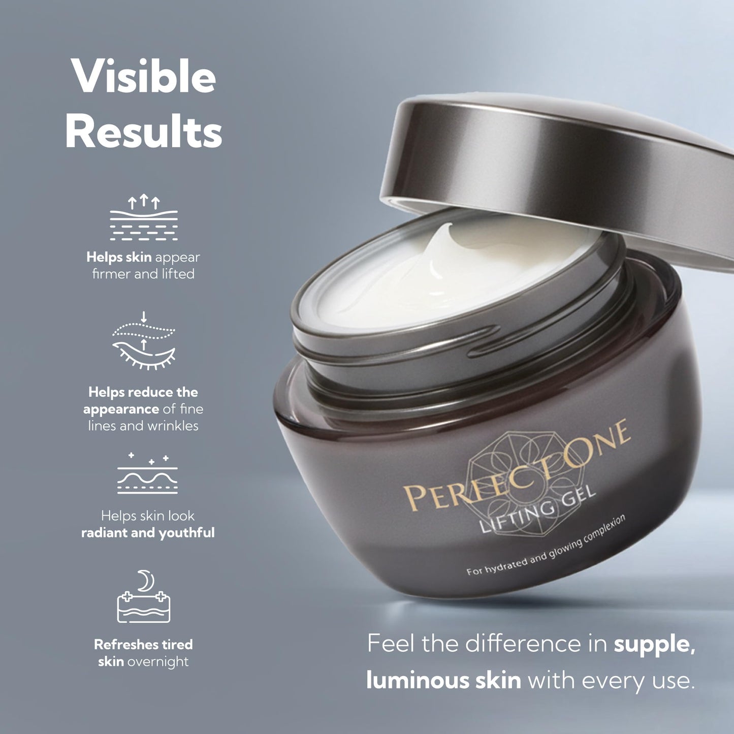 PERFECT ONE Lifting Gel – All-in-One Face Moisturizer & Anti-Aging Serum – With Collagen, Niacinamide, Retinol, VC & Hyaluronic Acid – Firms, Brightens, Hydrates, and Smooths Fine Lines, 50g - Maple Wellness Supplements