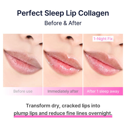 Perfect Sleep Lip Collagen 0.50fl.oz, Intensive Collagen Lip Sleeping Mask Infused with Peptides, Rice Protein & Willow Bark Extract - Maple Wellness Supplements