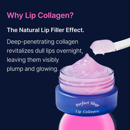 Perfect Sleep Lip Collagen 0.50fl.oz, Intensive Collagen Lip Sleeping Mask Infused with Peptides, Rice Protein & Willow Bark Extract - Maple Wellness Supplements