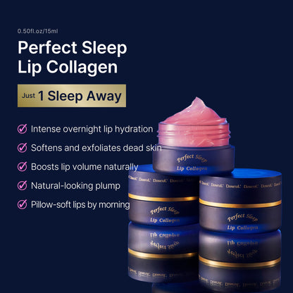 Perfect Sleep Lip Collagen 0.50fl.oz, Intensive Collagen Lip Sleeping Mask Infused with Peptides, Rice Protein & Willow Bark Extract - Maple Wellness Supplements