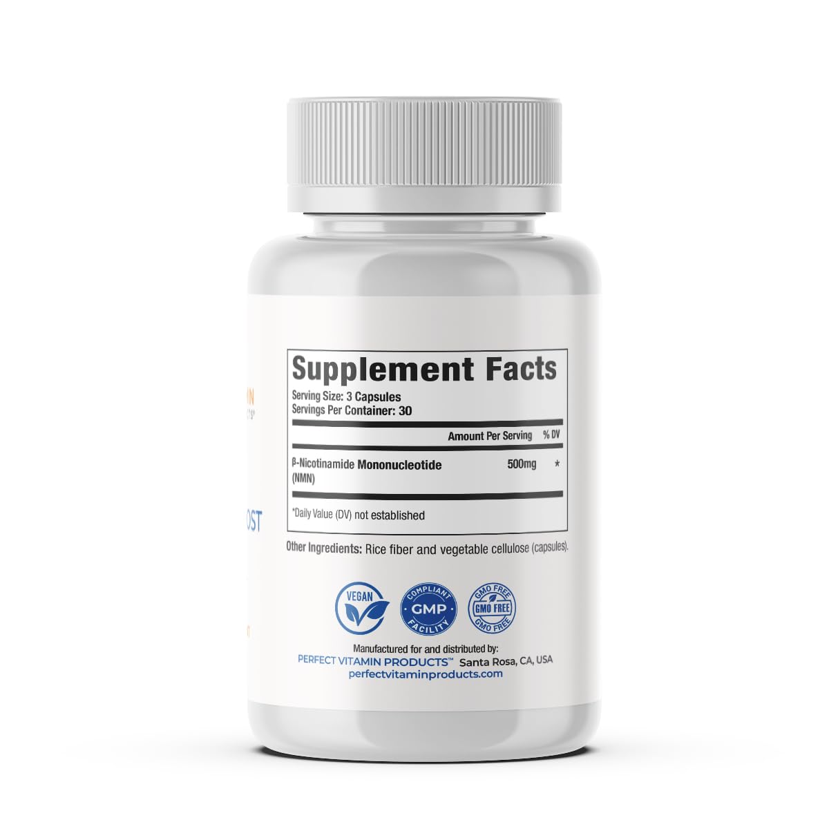 Perfect Vitamin Products NAD+ Cellular Boost – 500mg NMN Supplement for NAD+ Support, Cellular Energy, Brain Clarity & Anti-Aging – Longevity & Recovery Support – 90 Vegan Capsules (30 Servings) - Maple Wellness Supplements