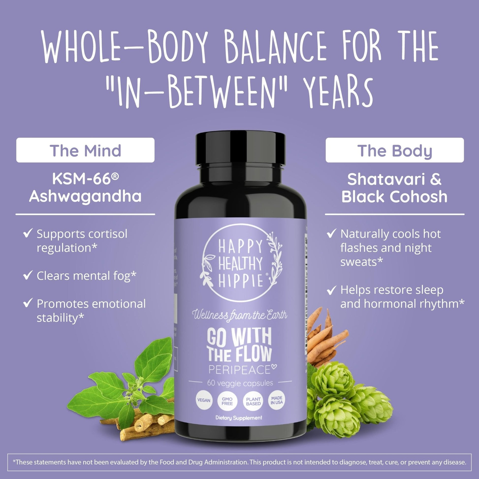 Perimenopause Supplements for Women | Hot Flash, Night Sweat, Mood & Sleep Support | Vegan Hormone Balance Capsules with KSM-66 Ashwagandha, Shatavari & Black Cohosh | Estrogen-Free, 60ct - Maple Wellness Supplements