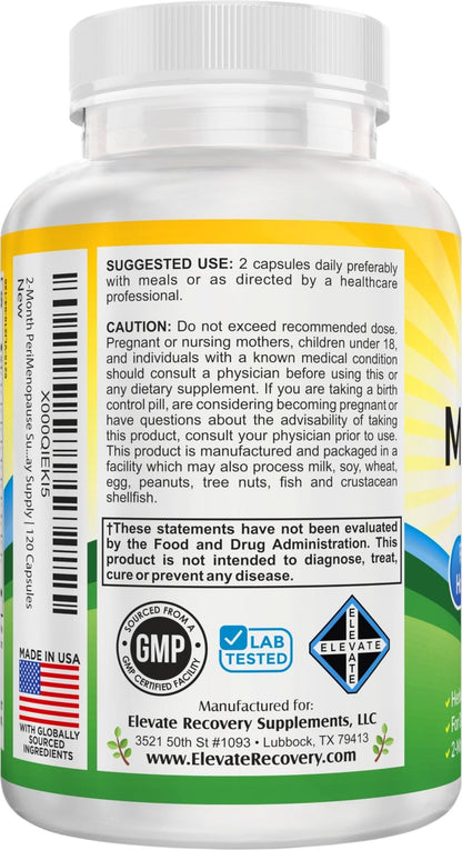 Perimenopause Support (2-Month) Supplement Blend | Women's Health & Hormone Support with 11 Herbs & Extracts | Female Hormonal Balance Supplements | 60-Day Bulk Supply | 120 Capsules - Maple Wellness Supplements