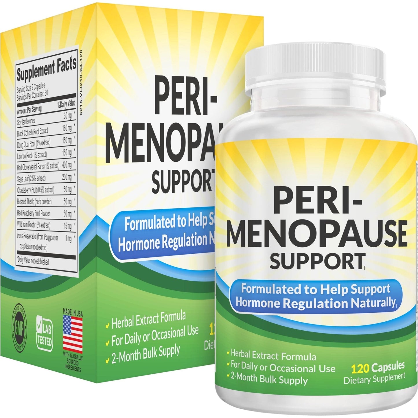 Perimenopause Support (2-Month) Supplement Blend | Women's Health & Hormone Support with 11 Herbs & Extracts | Female Hormonal Balance Supplements | 60-Day Bulk Supply | 120 Capsules - Maple Wellness Supplements