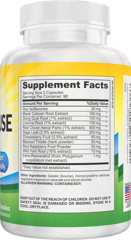 Perimenopause Support (3-Month) Supplement Blend | Women's Health & Hormone Support with 11 Herbs & Extracts | Female Hormonal Balance Supplements | 90-Day Bulk Supply | 180 Capsules - Maple Wellness Supplements