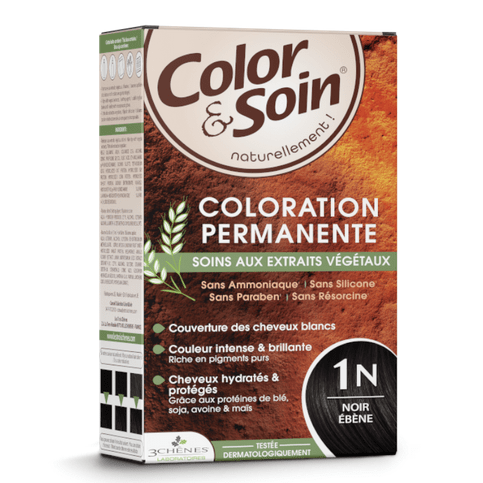 Permanent hair dye 1N ebony black Color&Soin LES 3 CHENES - Maple Wellness Supplements