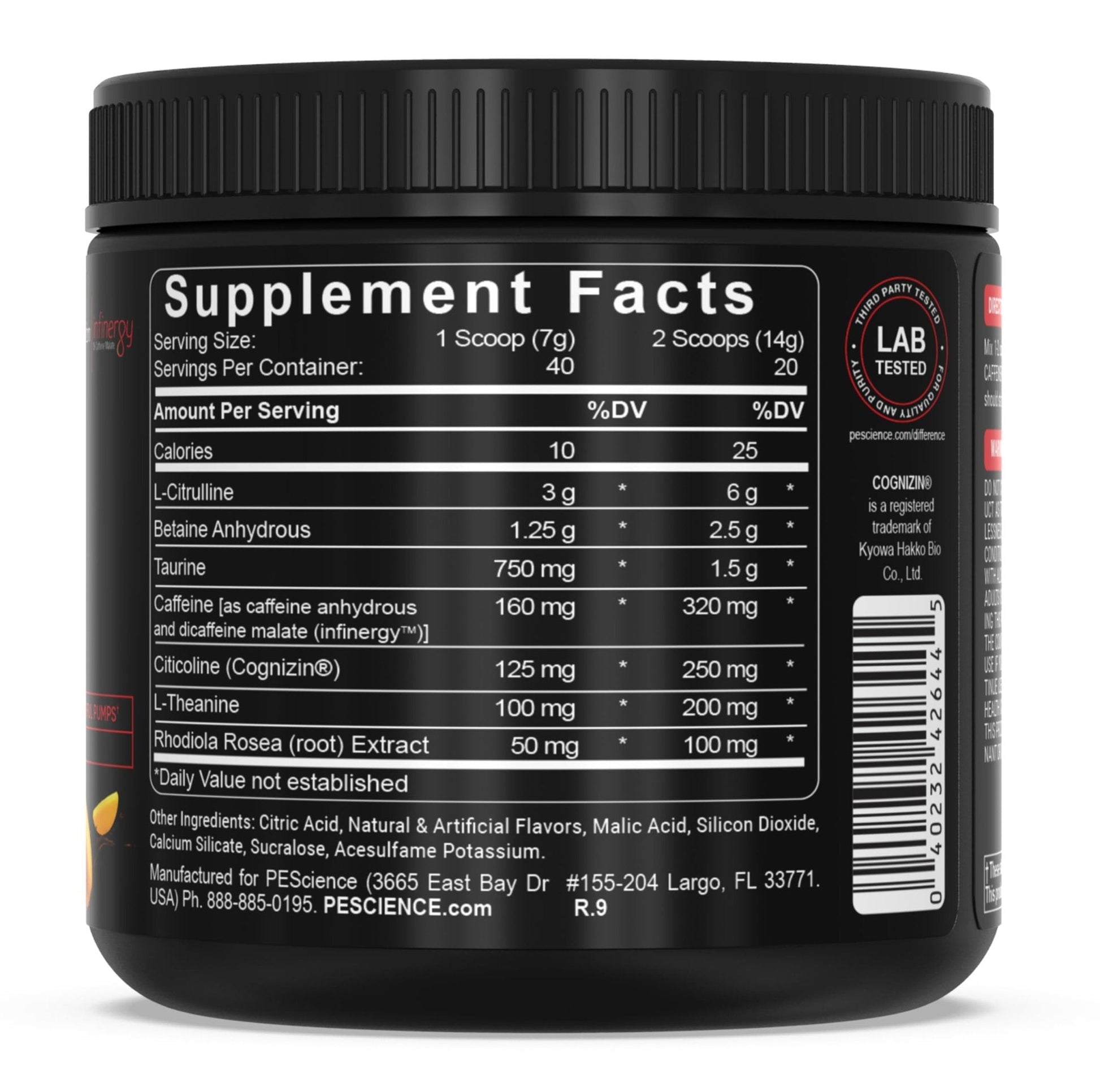 PEScience Prolific Pre Workout Powder for Men & Women with L-Citrulline Nitric Oxide Booster, Energy Powder & Nootropic for Focus – Preworkout Without Beta Alanine – 40 Scoops, Mango Splash - Maple Wellness Supplements