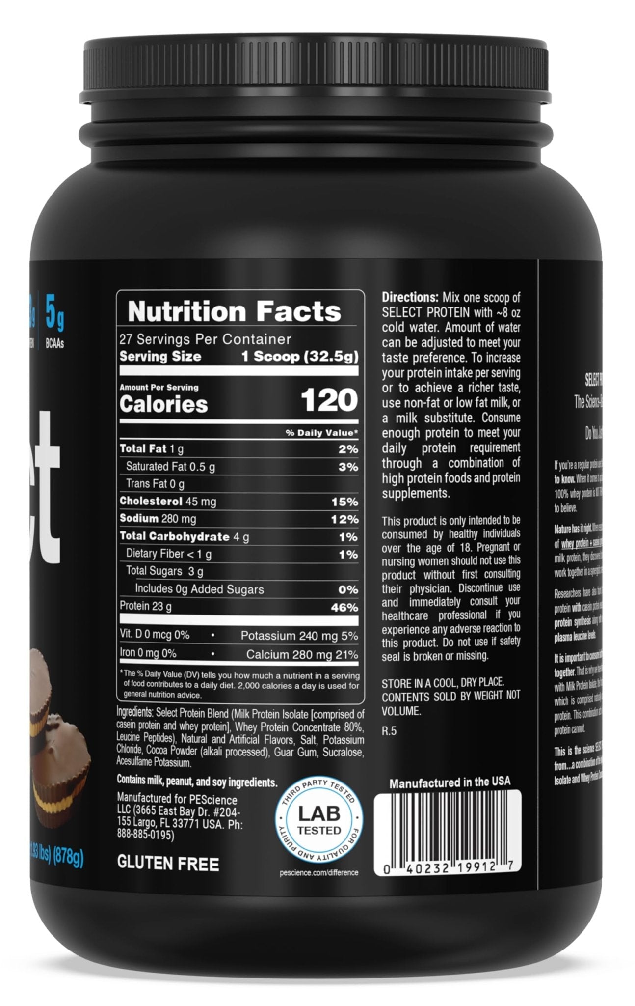 PEScience Select Low Carb Protein Powder, Chocolate Peanut Butter Cup, 27 Serving - Maple Wellness Supplements