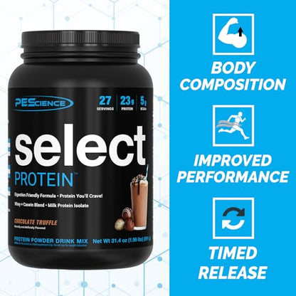 PEScience Select Low Carb Protein Powder, Chocolate Truffle, 27 Serving, Keto Friendly - Maple Wellness Supplements