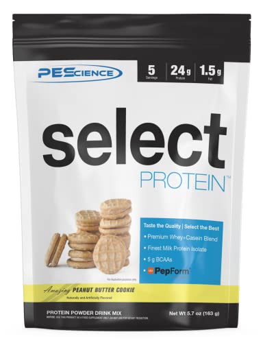 PEScience Select Low Carb Protein Powder, Peanut Butter Cookie, 5 Serving, Keto Friendly - Maple Wellness Supplements