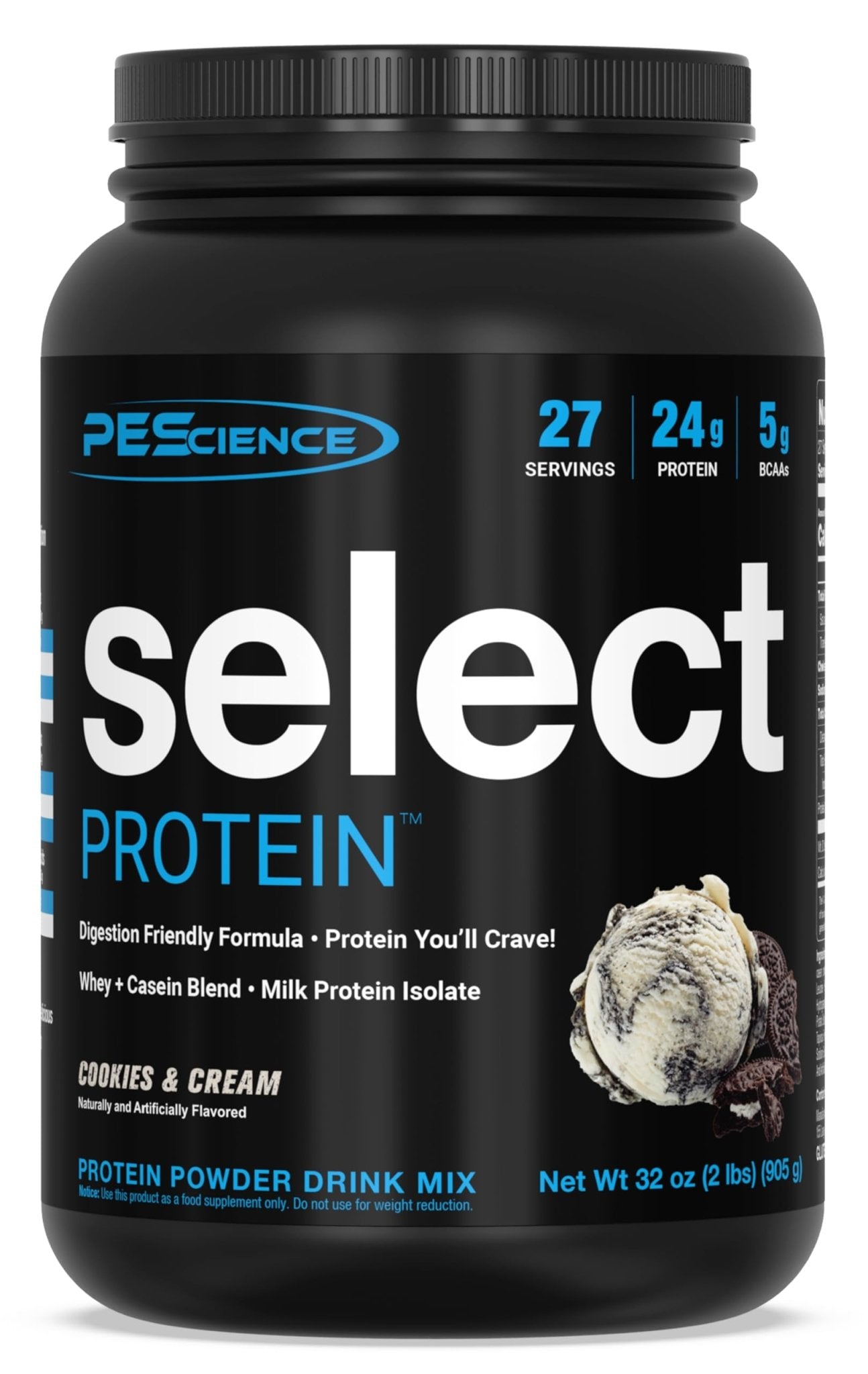 PEScience Select Protein, Cookies and Cream, 27 Serving, Premium Whey and Casein - Maple Wellness Supplements