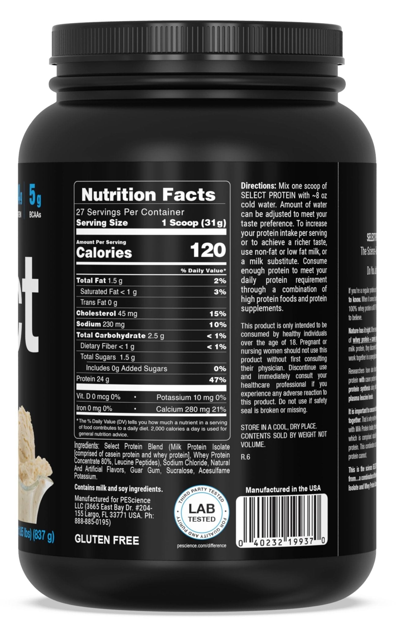 PEScience Select Protein Powder, Whey and Casein Blend, Lean Protein Powder for Women and Men, Low Calorie, Low Carb, Keto Friendly, Gluten Free, Gourmet Vanilla - 27 Servings - Maple Wellness Supplements